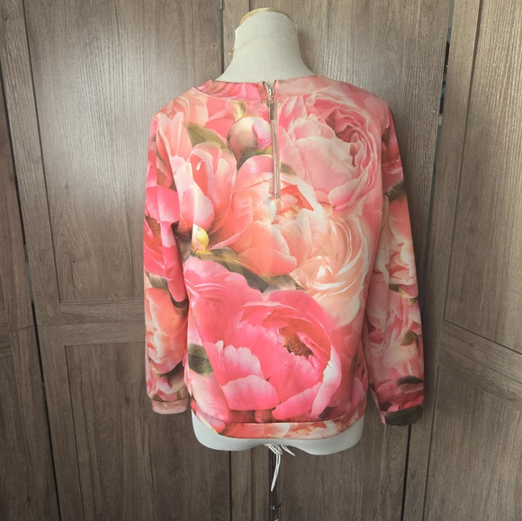 Flower blossom women pink red pullover - Picture 5 of 8